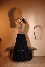 Nazakat Mirror Work Black Lehenga Set