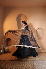 Nazakat Mirror Work Black Lehenga Set