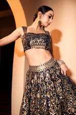 Nazakat Black Sequins & Mirror Work Lehenga Set