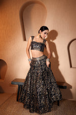 Nazakat Black Sequins & Mirror Work Lehenga Set