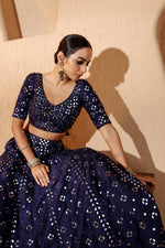 Nazakat Mid Night Mirror Work Lehenga Set