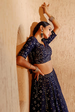 Nazakat Mid Night Mirror Work Lehenga Set