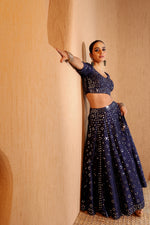Nazakat Mid Night Mirror Work Lehenga Set