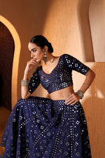Nazakat Mid Night Mirror Work Lehenga Set
