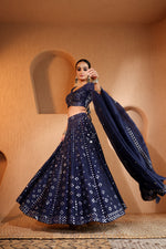Nazakat Mid Night Mirror Work Lehenga Set