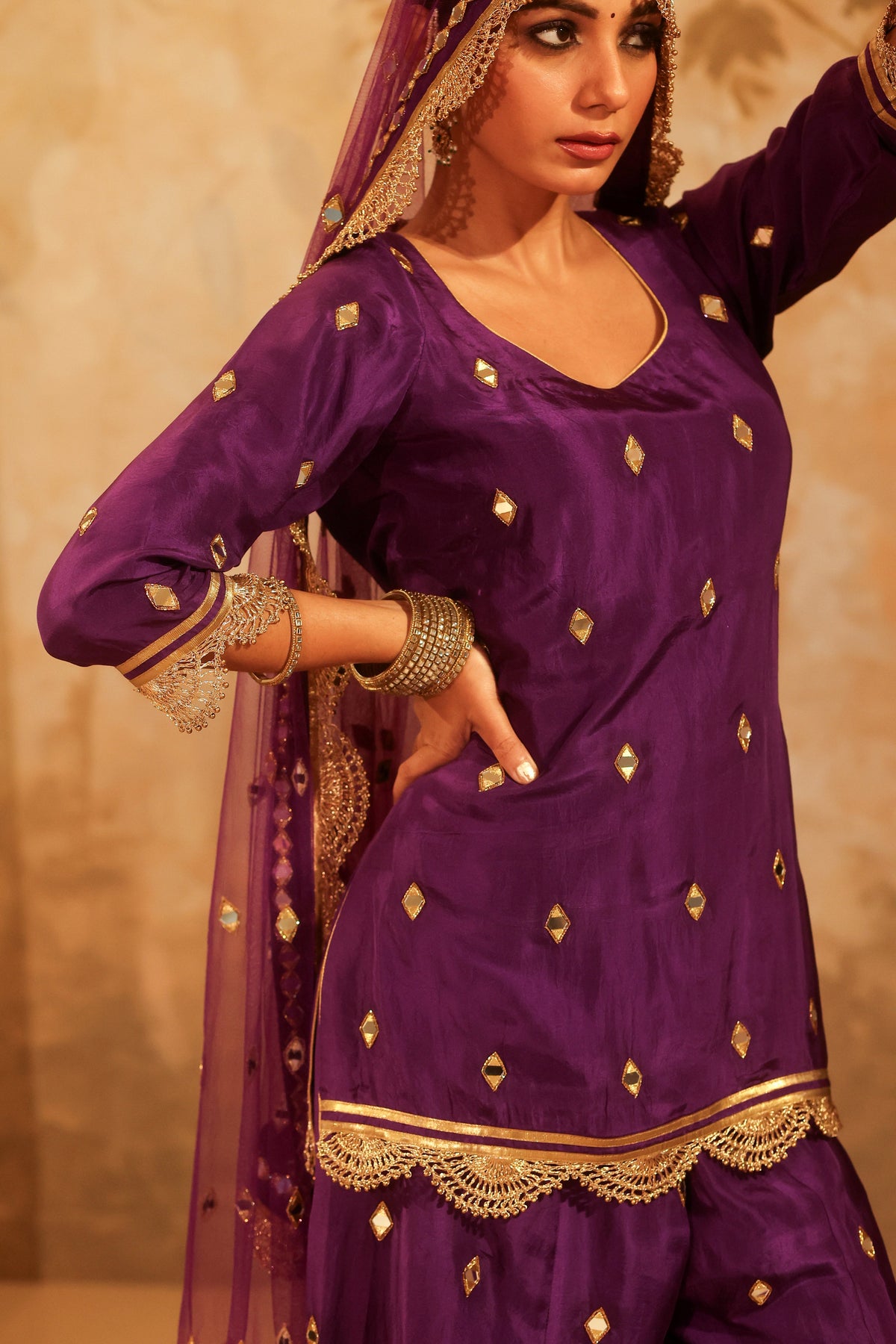 Nazakat Purple Sharara Set