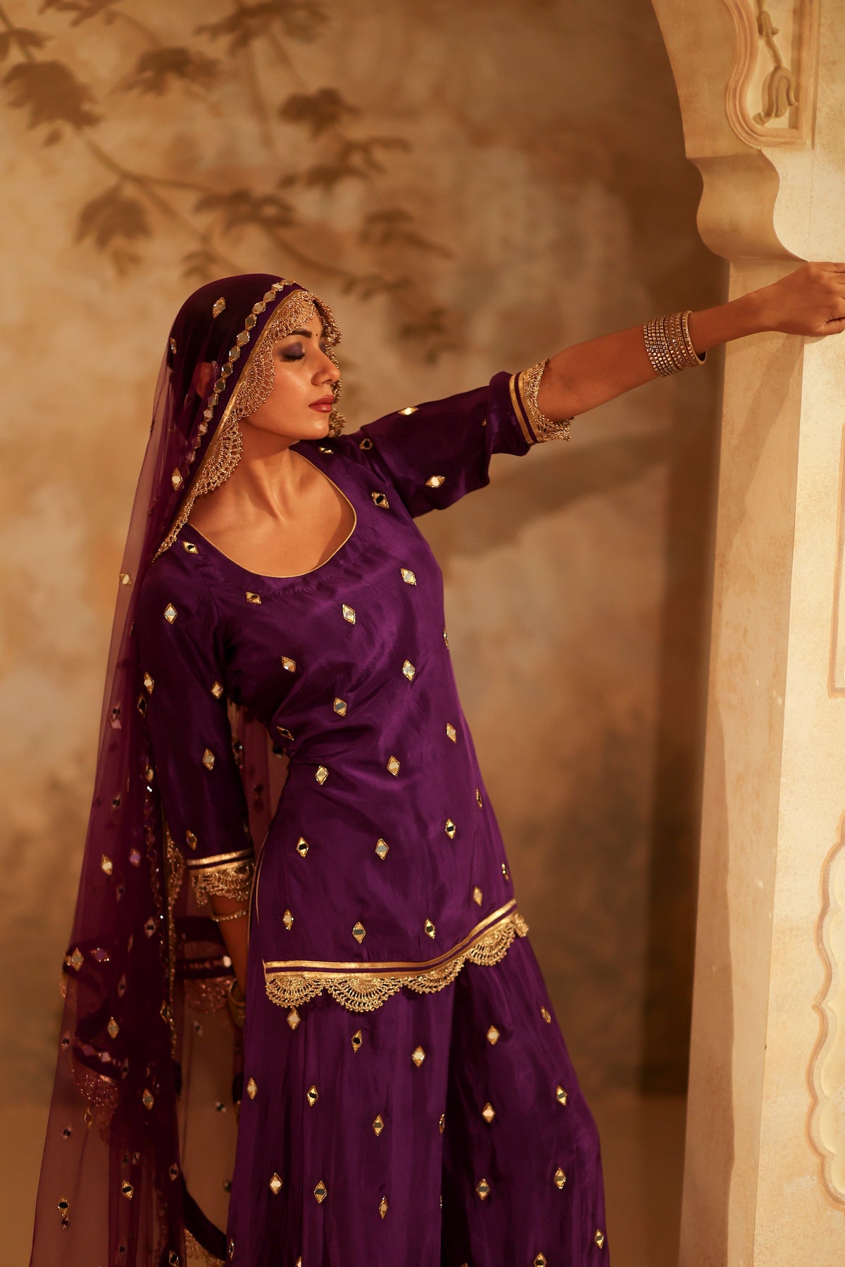 Nazakat Purple Sharara Set