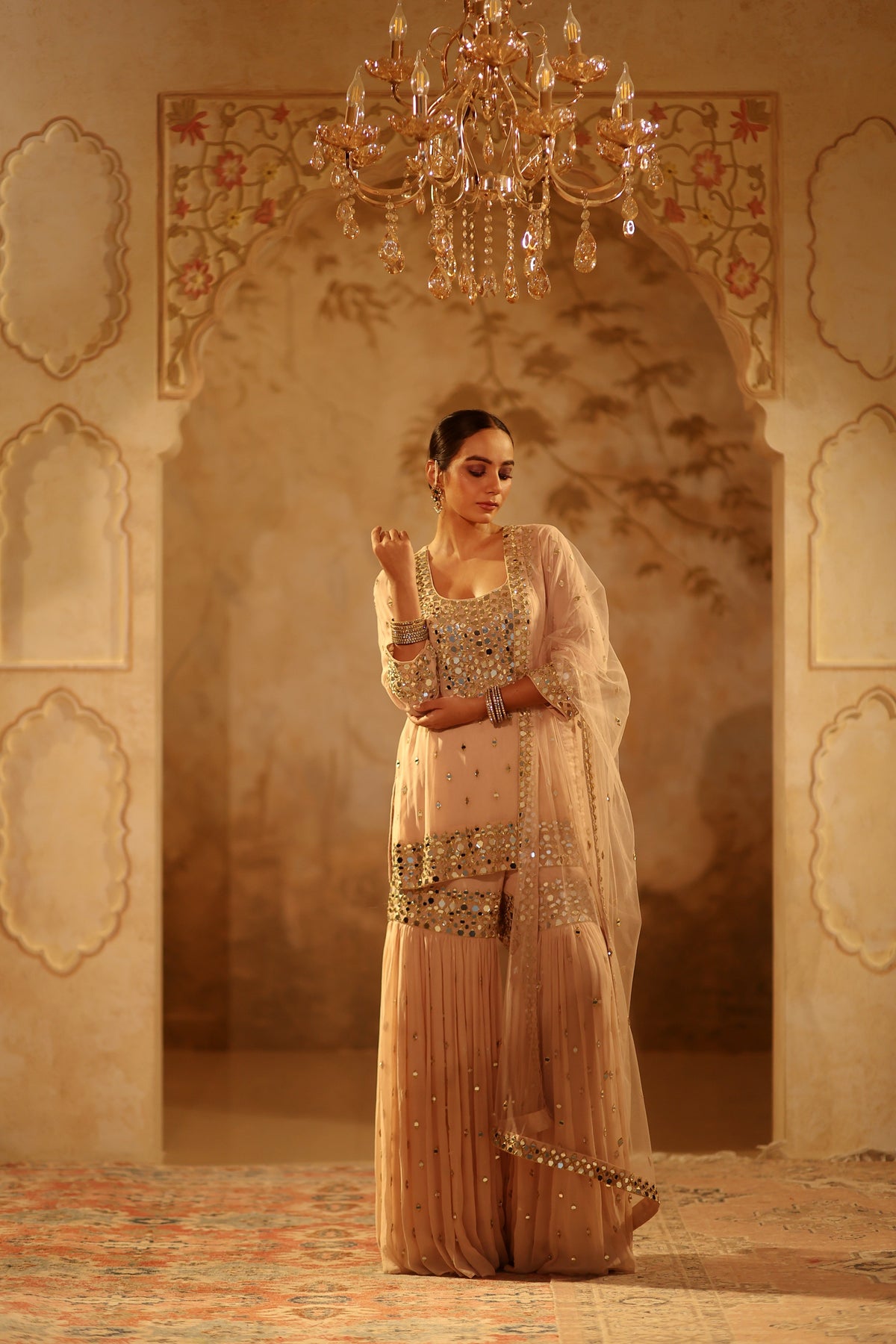 Nazakat Beige Gharara Set