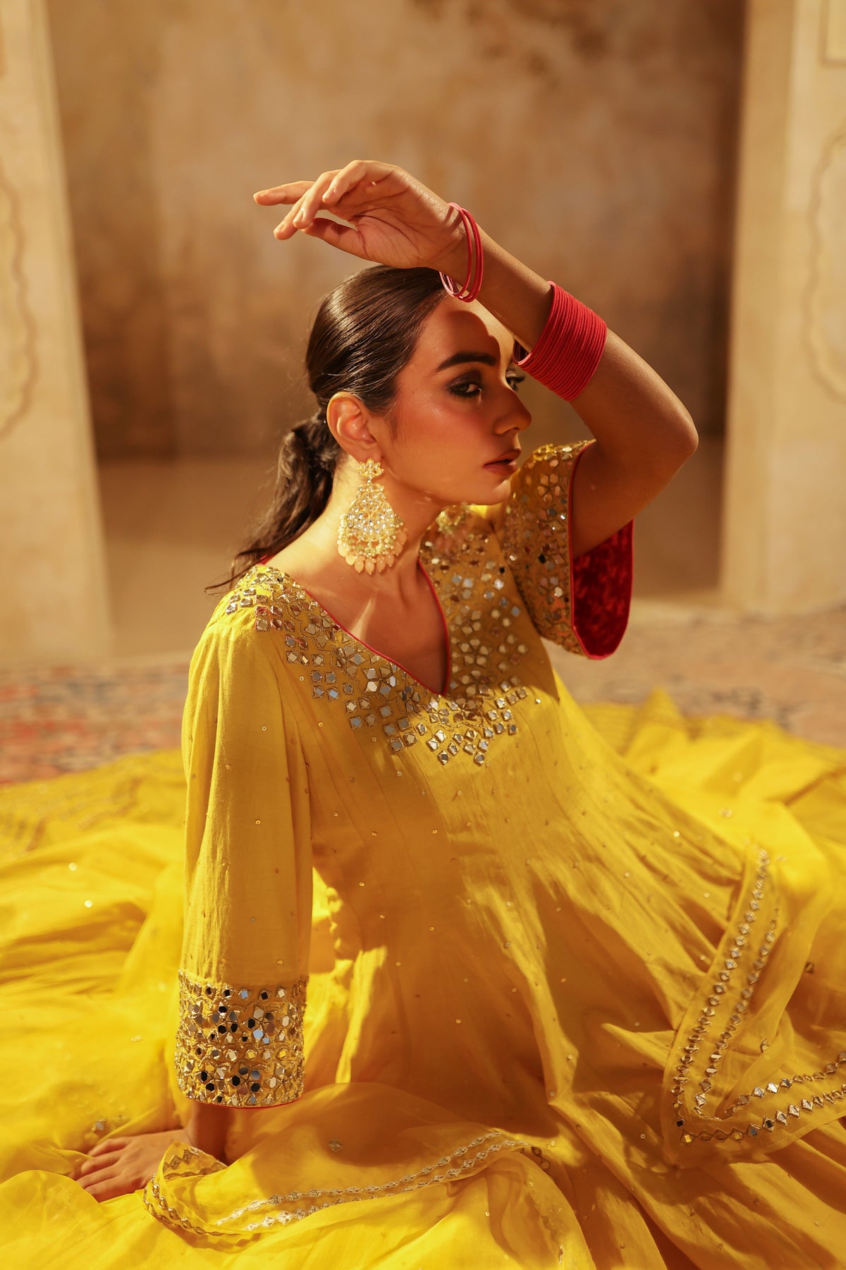Nazakat Mustard Yellow Anarkali