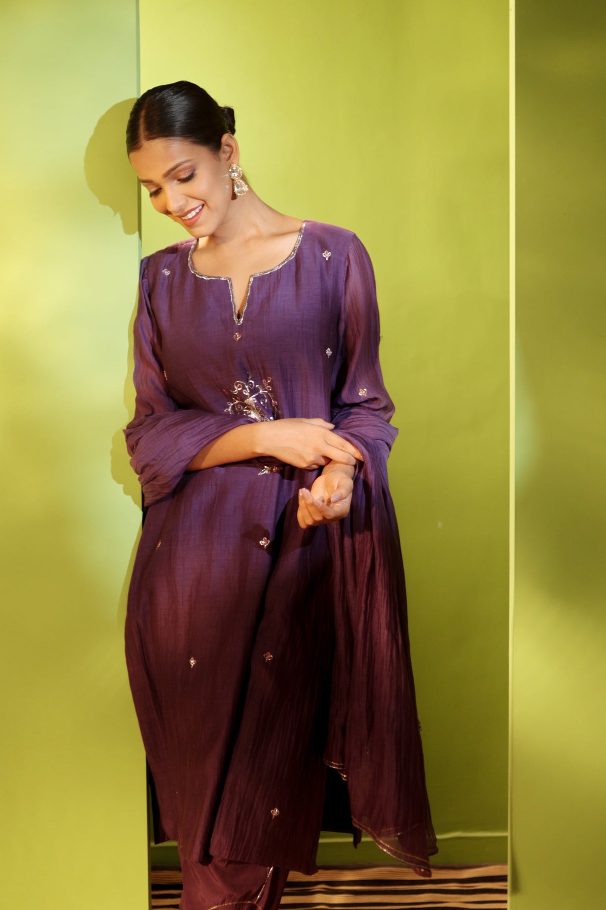 Noor Aubergine Kurta Pant Set