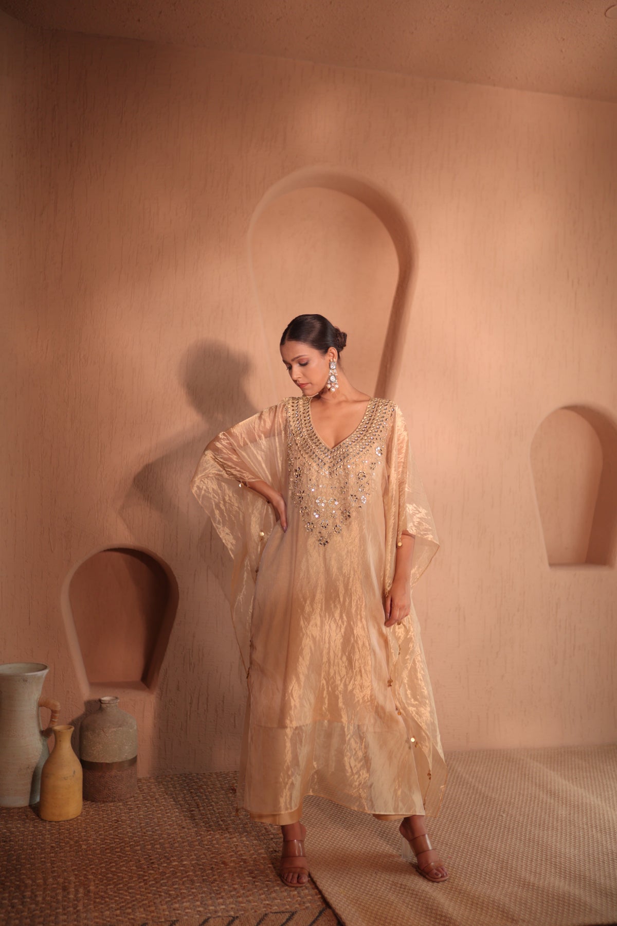 Sona Mirror Gold Kaftan Set