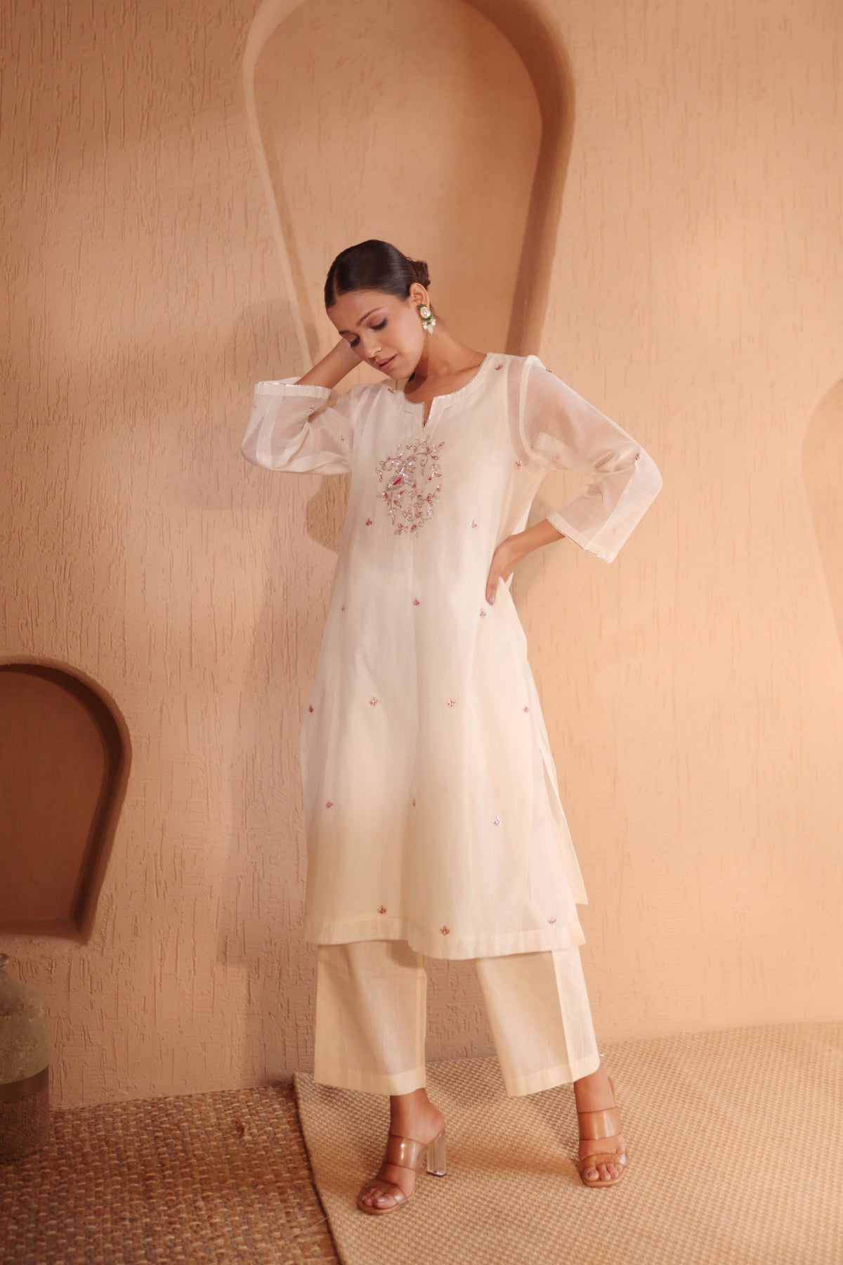 Ruh Off White Kurta Pant Set