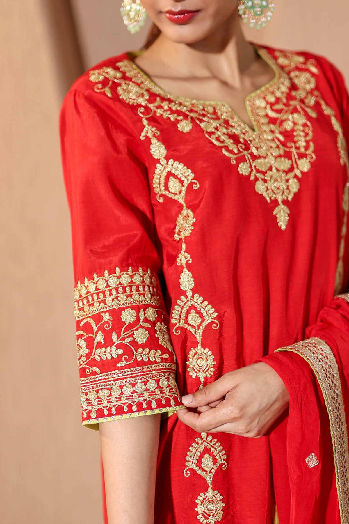Sona Red Dori Kurta Set