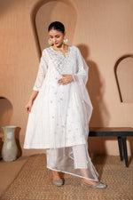 Nazakat White Mirror Work Suit