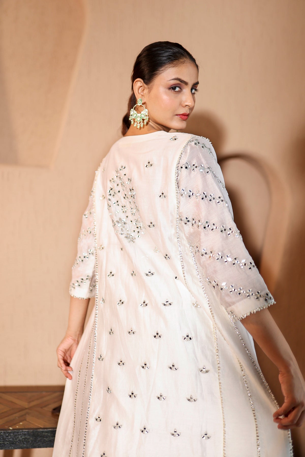 Nazakat White Mirror Work Suit