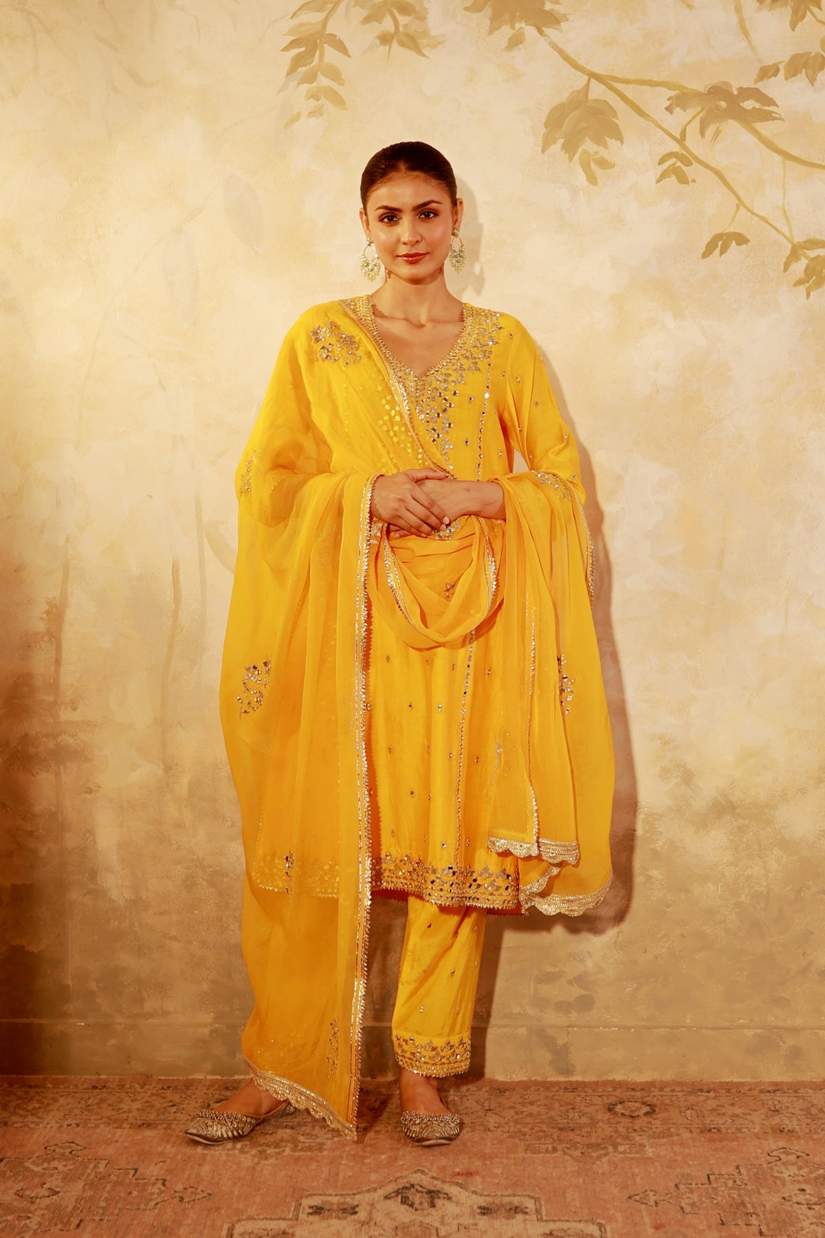 Nazakat Mango Mirror Work Suit