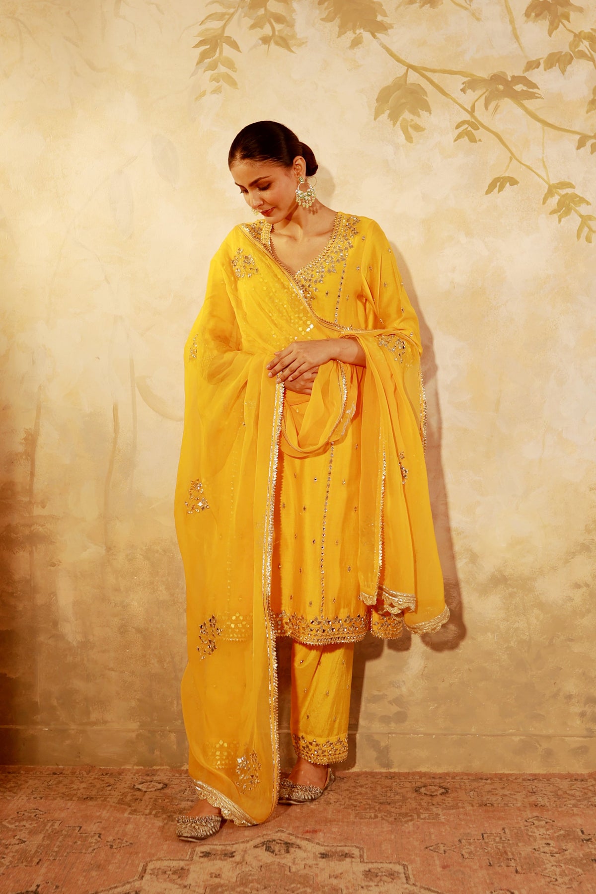 Nazakat Mango Mirror Work Suit