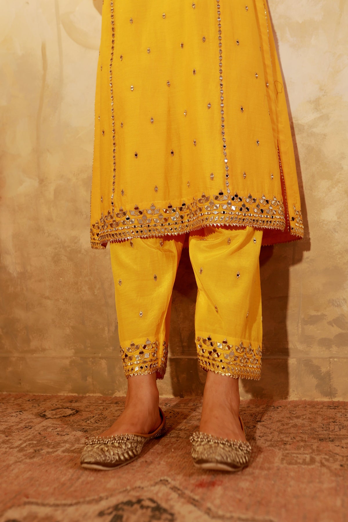 Nazakat Mango Mirror Work Suit