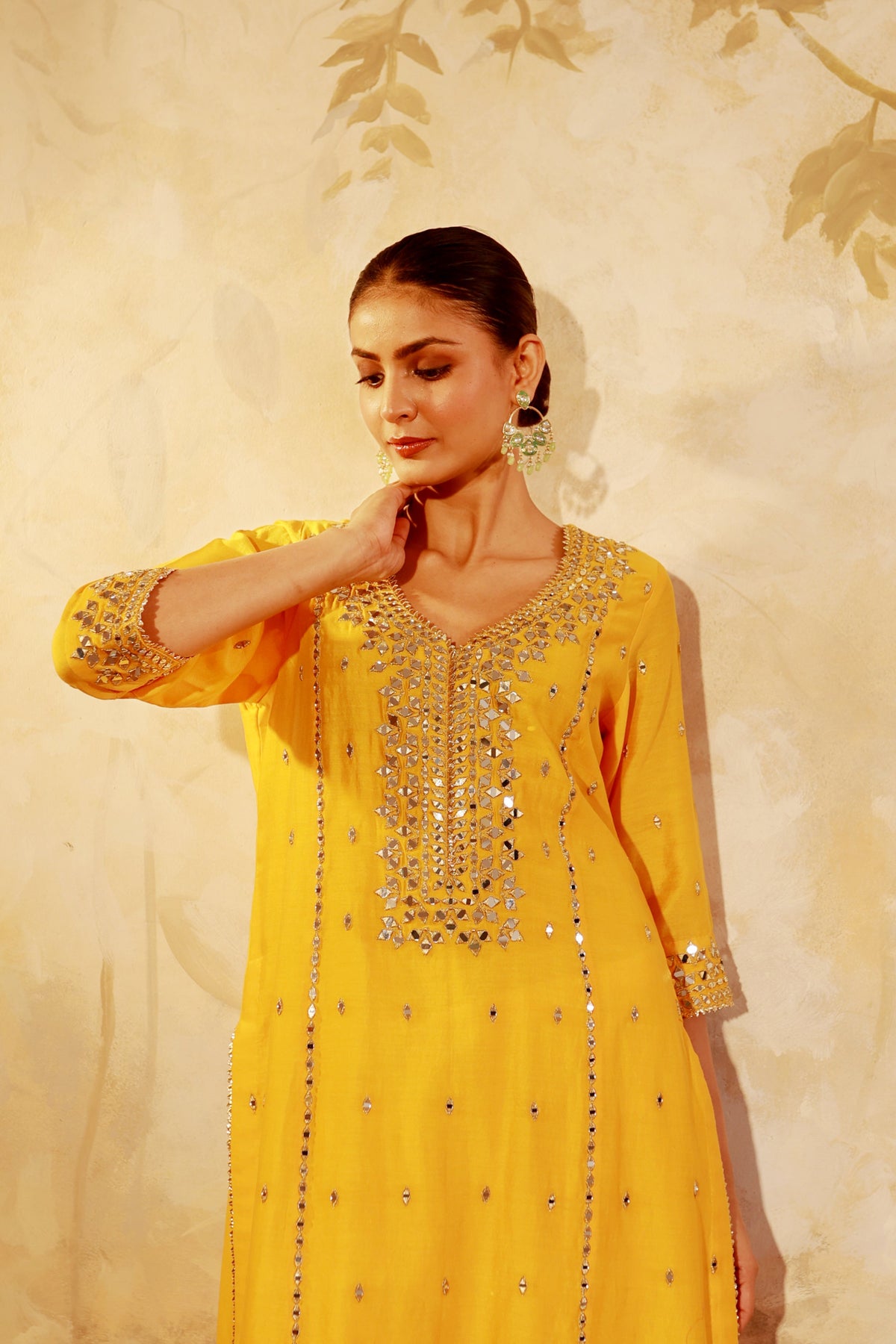 Nazakat Mango Mirror Work Suit