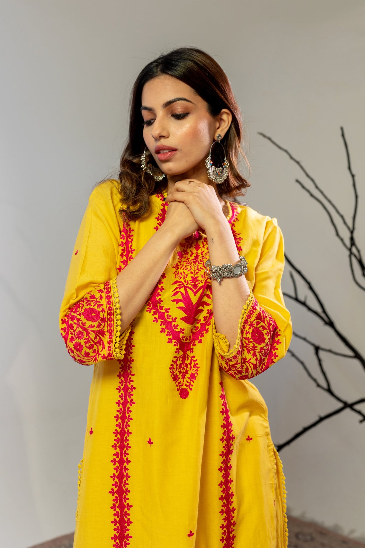 Noor Yellow Silk Suit