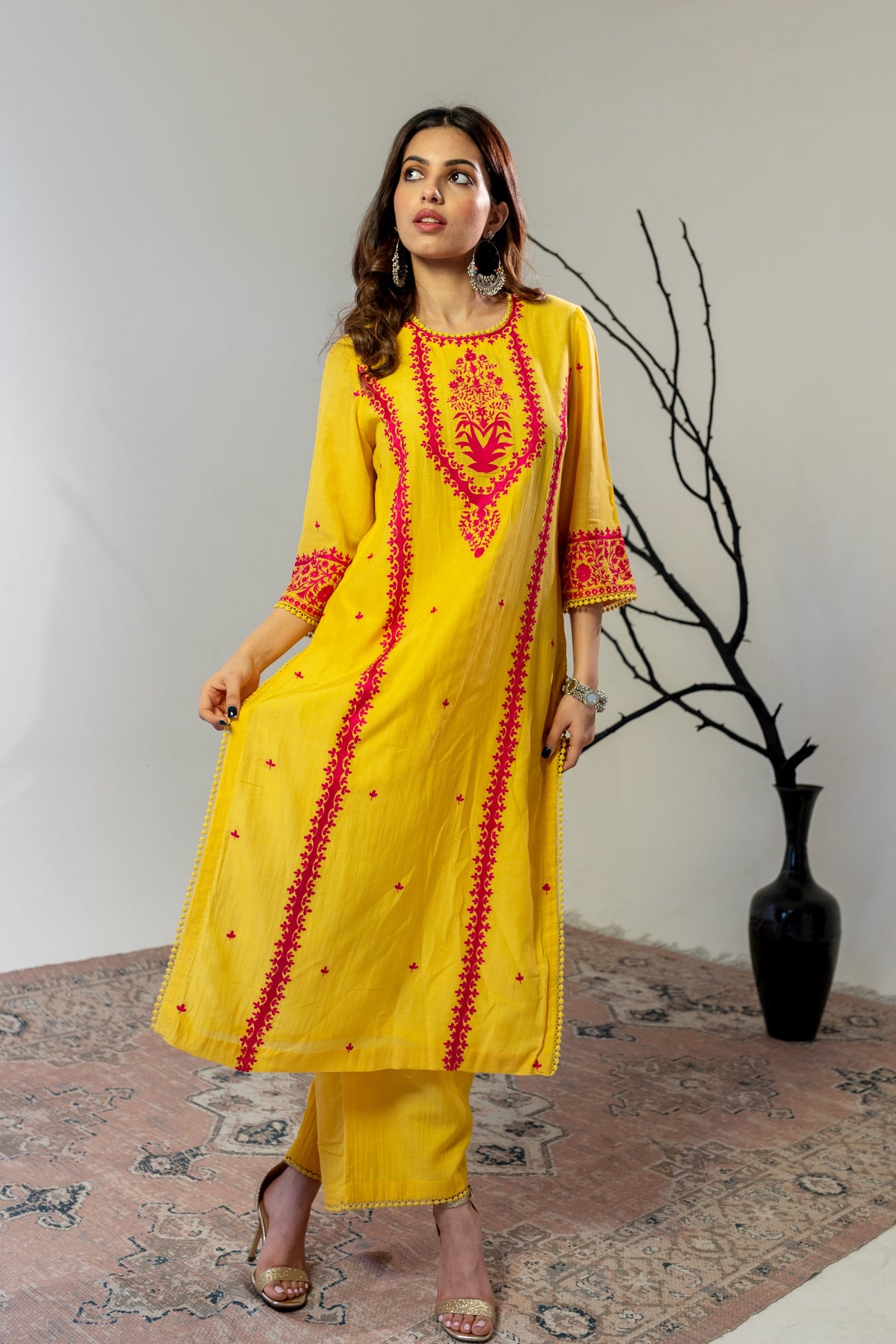 Noor Yellow Silk Suit