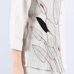Beige Pleated Shirt with Leaf Embroidery Work