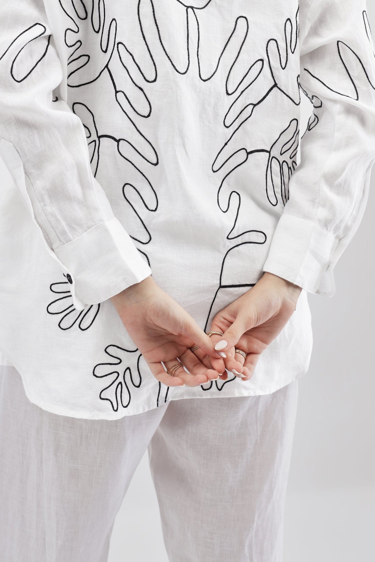 White Shirt with Abstract Pattern