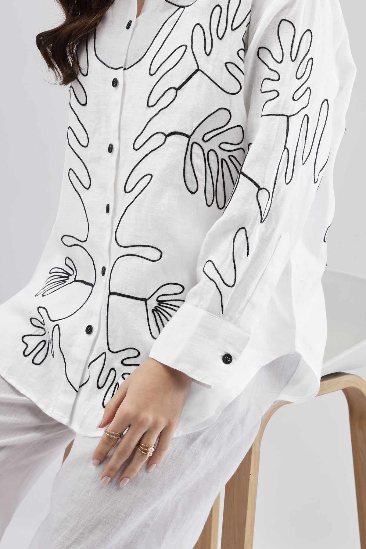 White Shirt with Abstract Pattern