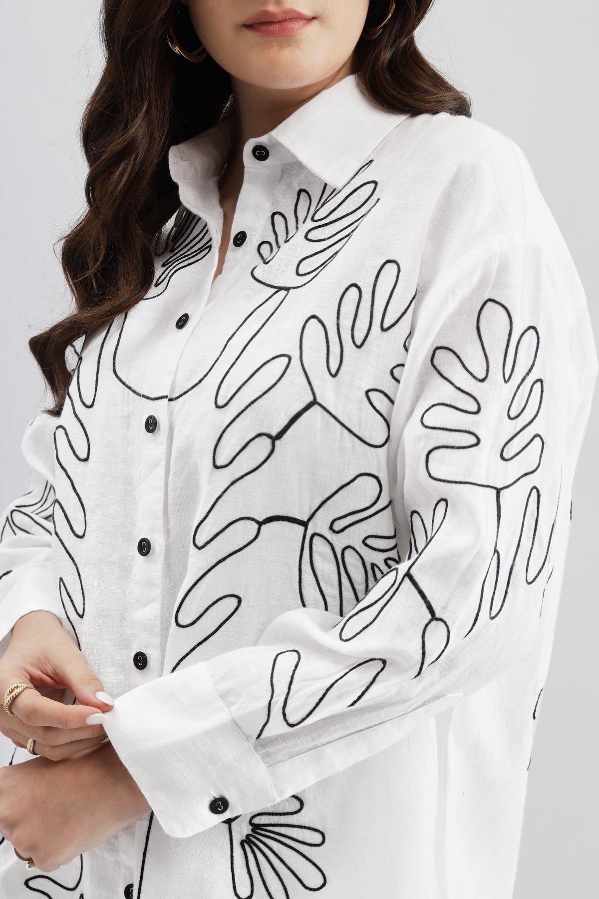 White Shirt with Abstract Pattern