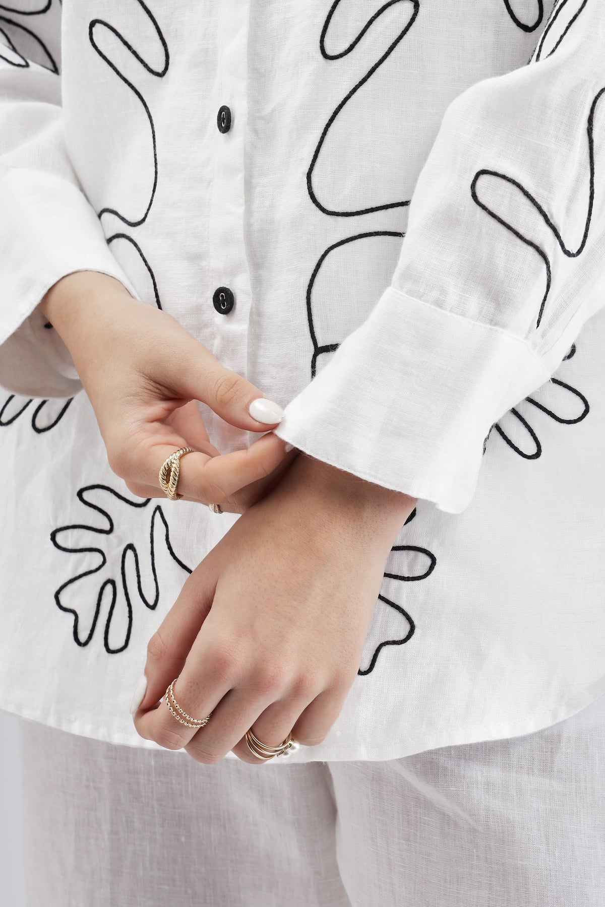 White Shirt with Abstract Pattern