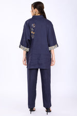 Navy Embroidered Lounge Big Shirt