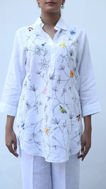 White Embroidered Lounge Shirt- 231001
