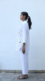 White Embroidered Lounge Shirt- 231001