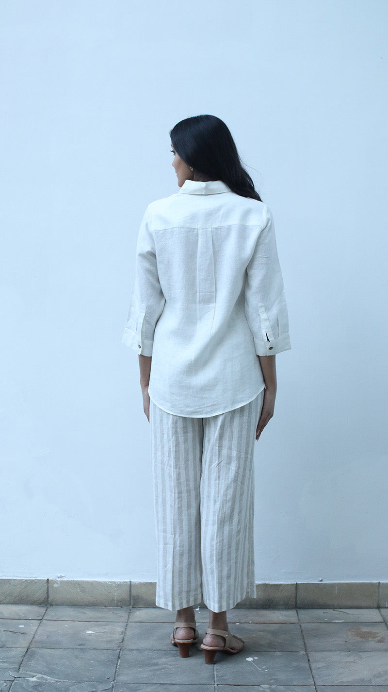 Ivory Embroidered Lounge Shirt