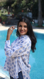 White Digital Print Lounge Shirt- 231012