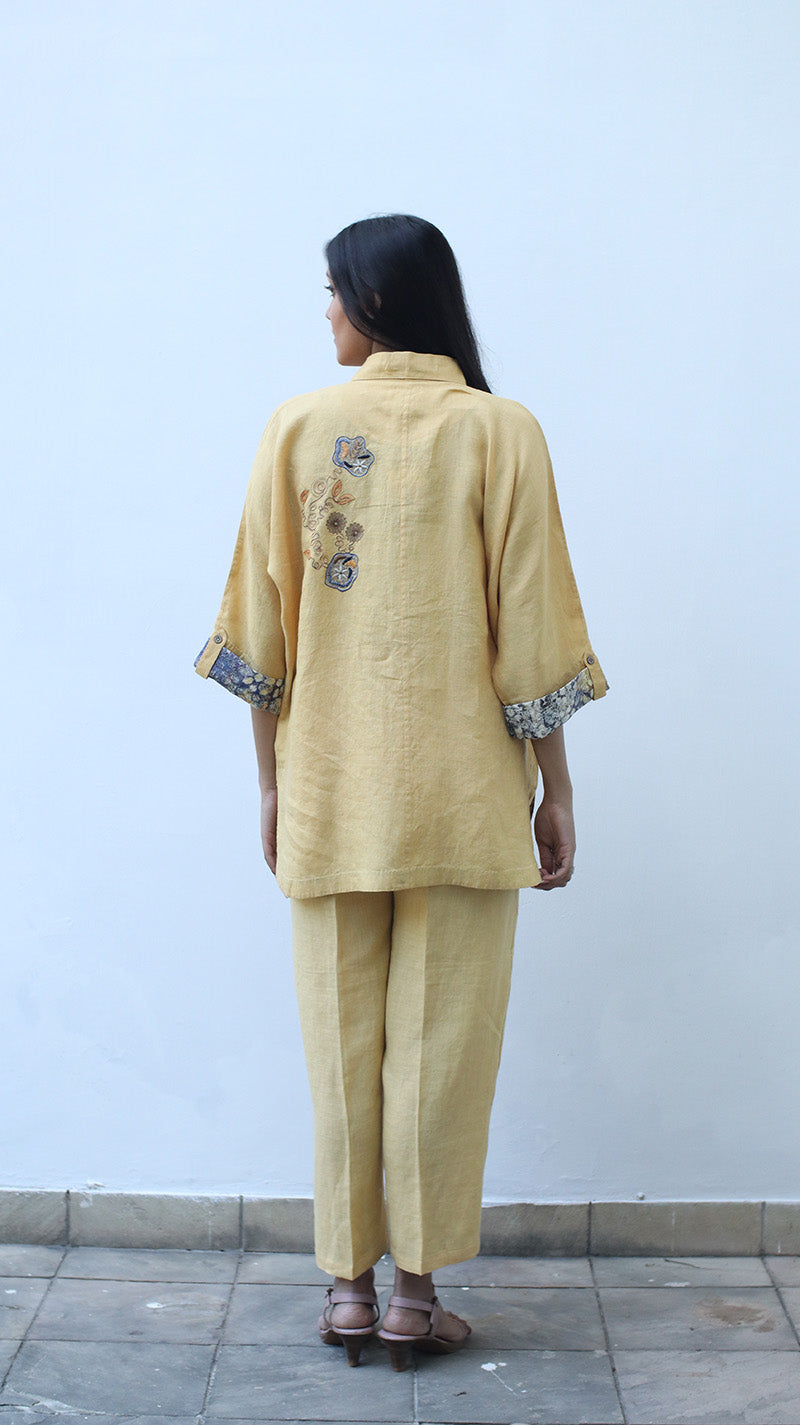 Ochre Embroidered Lounge Big Shirt