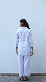 White Embroidered Lounge Shirt - 231026