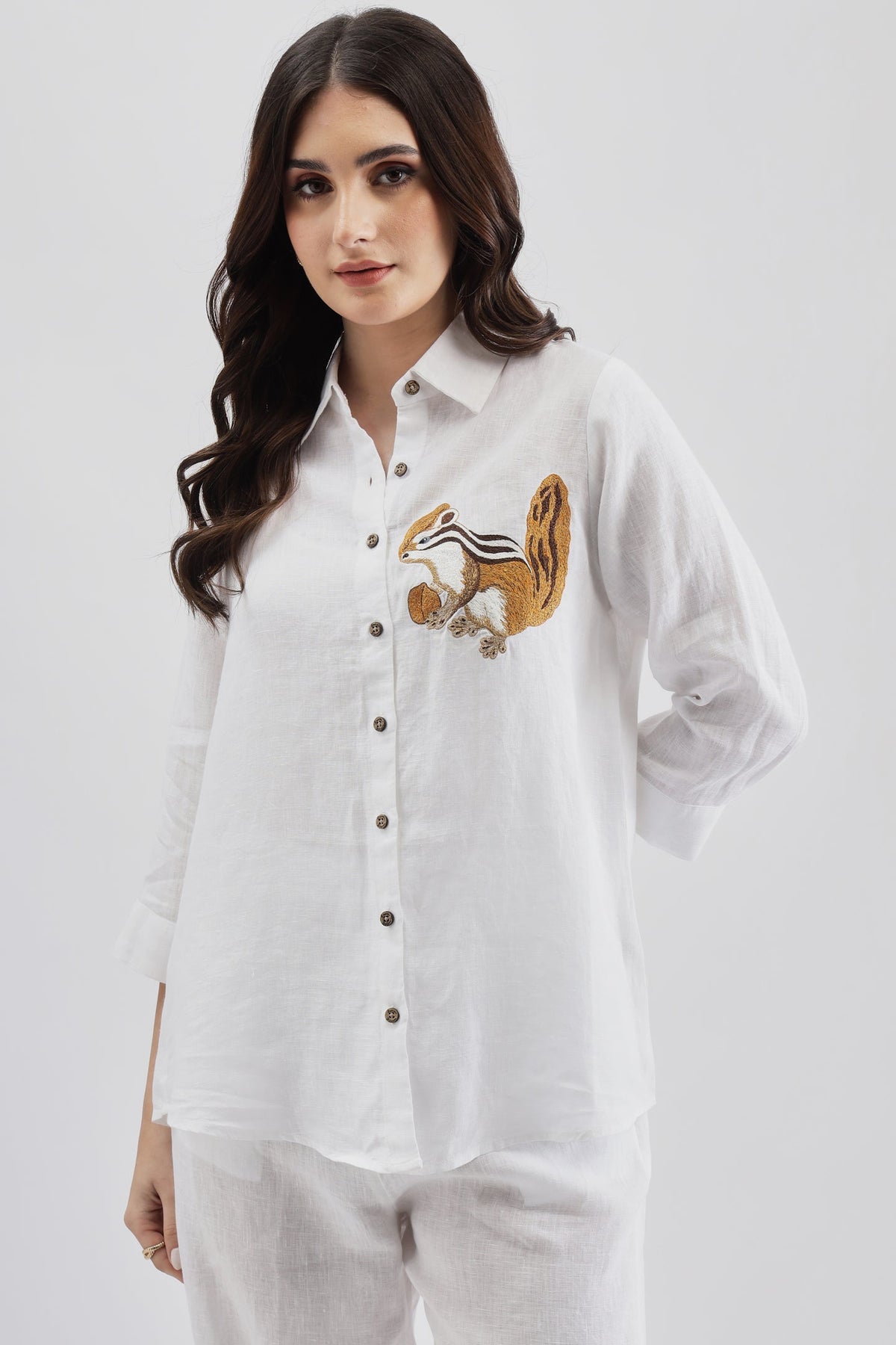 Squirrel Embroidery Shirt