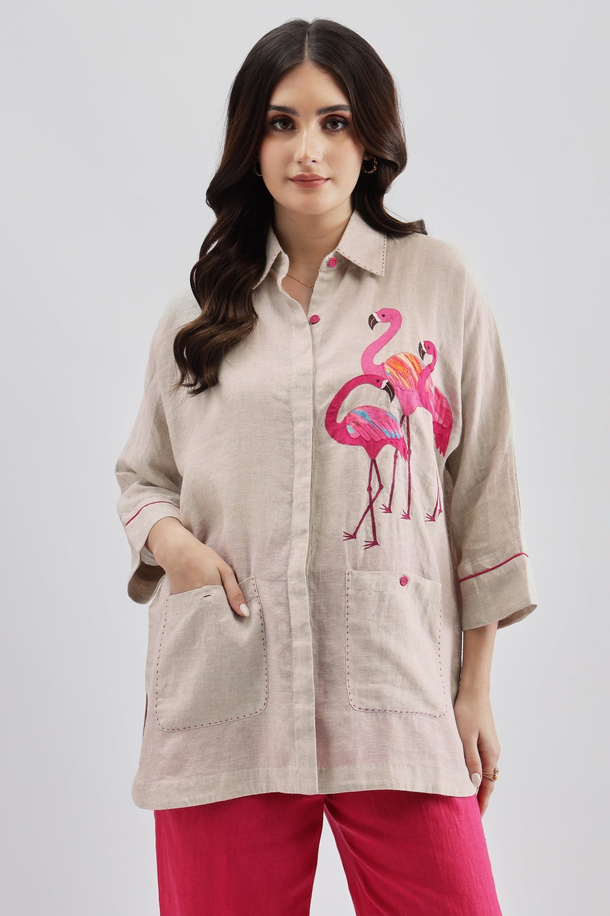 Beige Flamingo Shirt