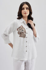 Simba Embroidered White Linen Shirt