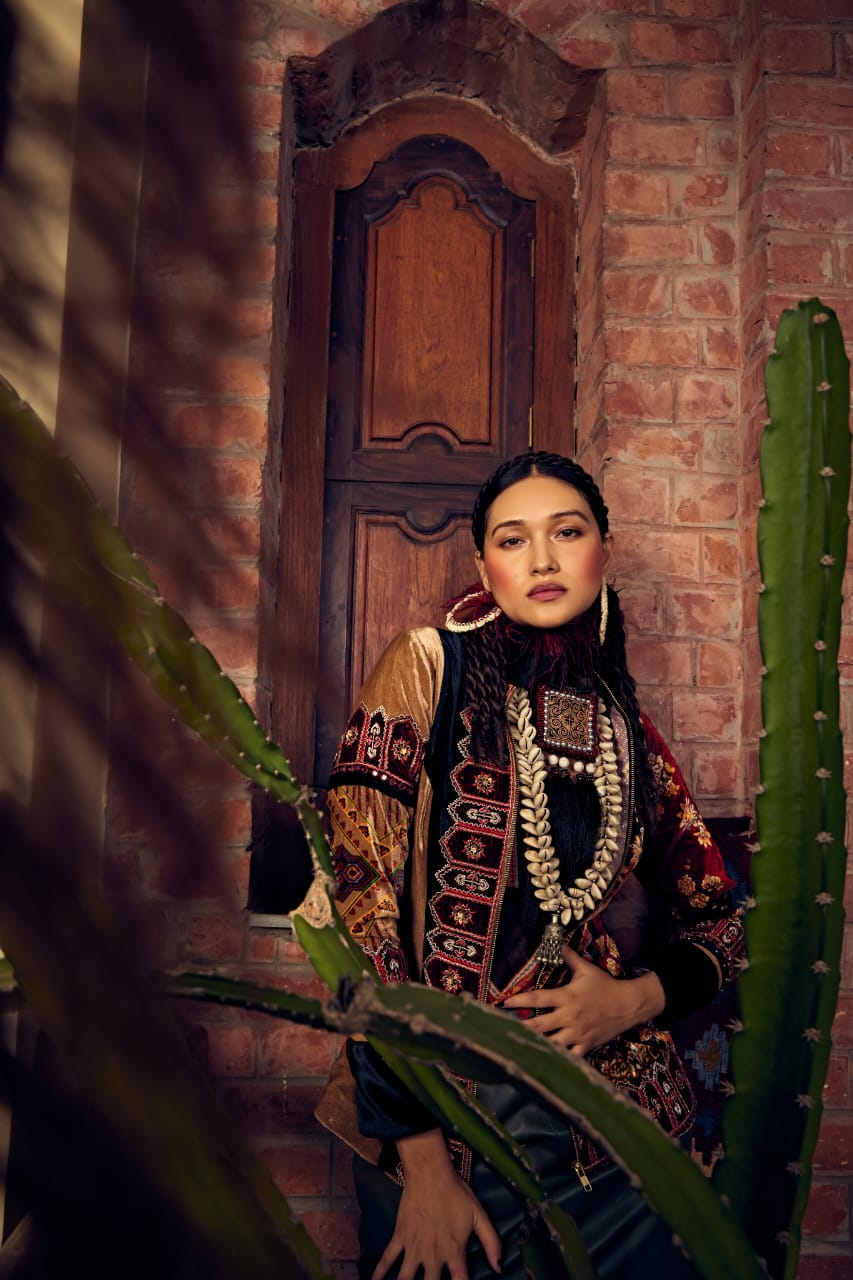 Mustard & Maroon short jacket