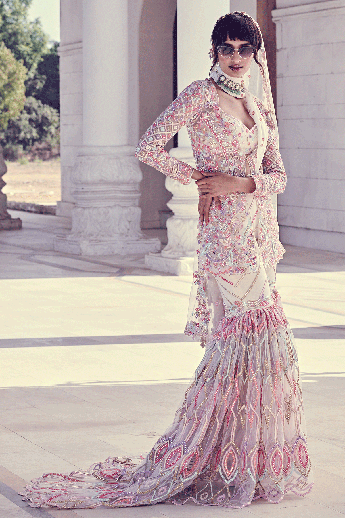 Ivory Jacket Style Kurta And Gharara Set