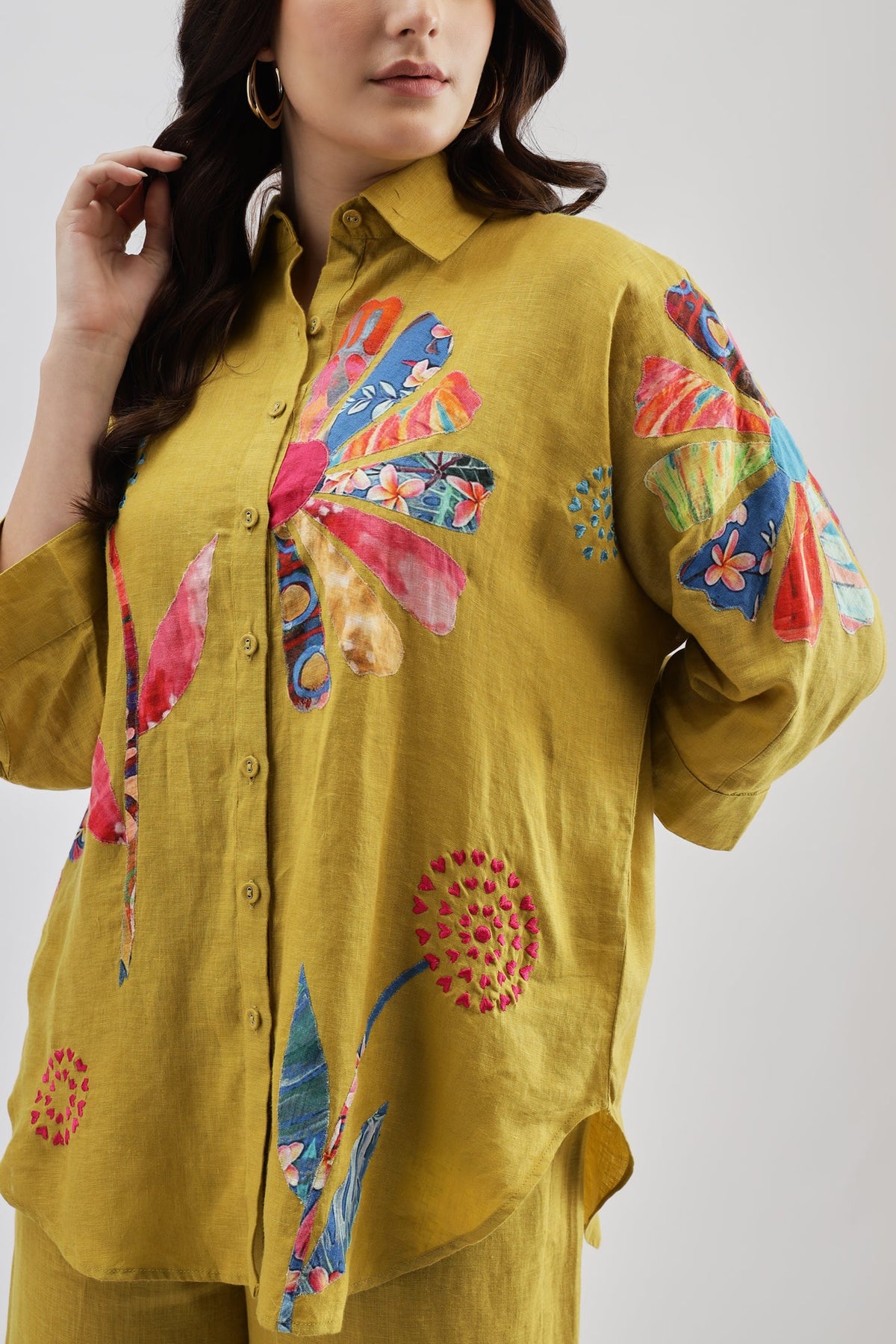 Lime Patch Print Big Shirt