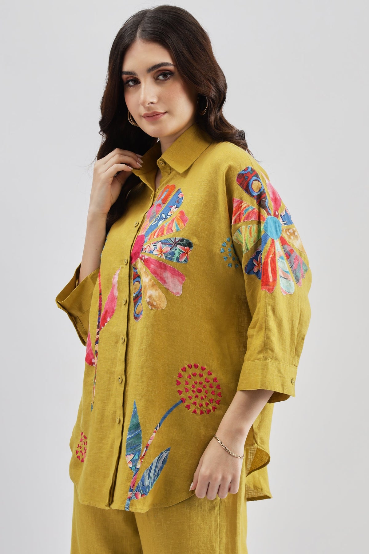 Lime Patch Print Big Shirt