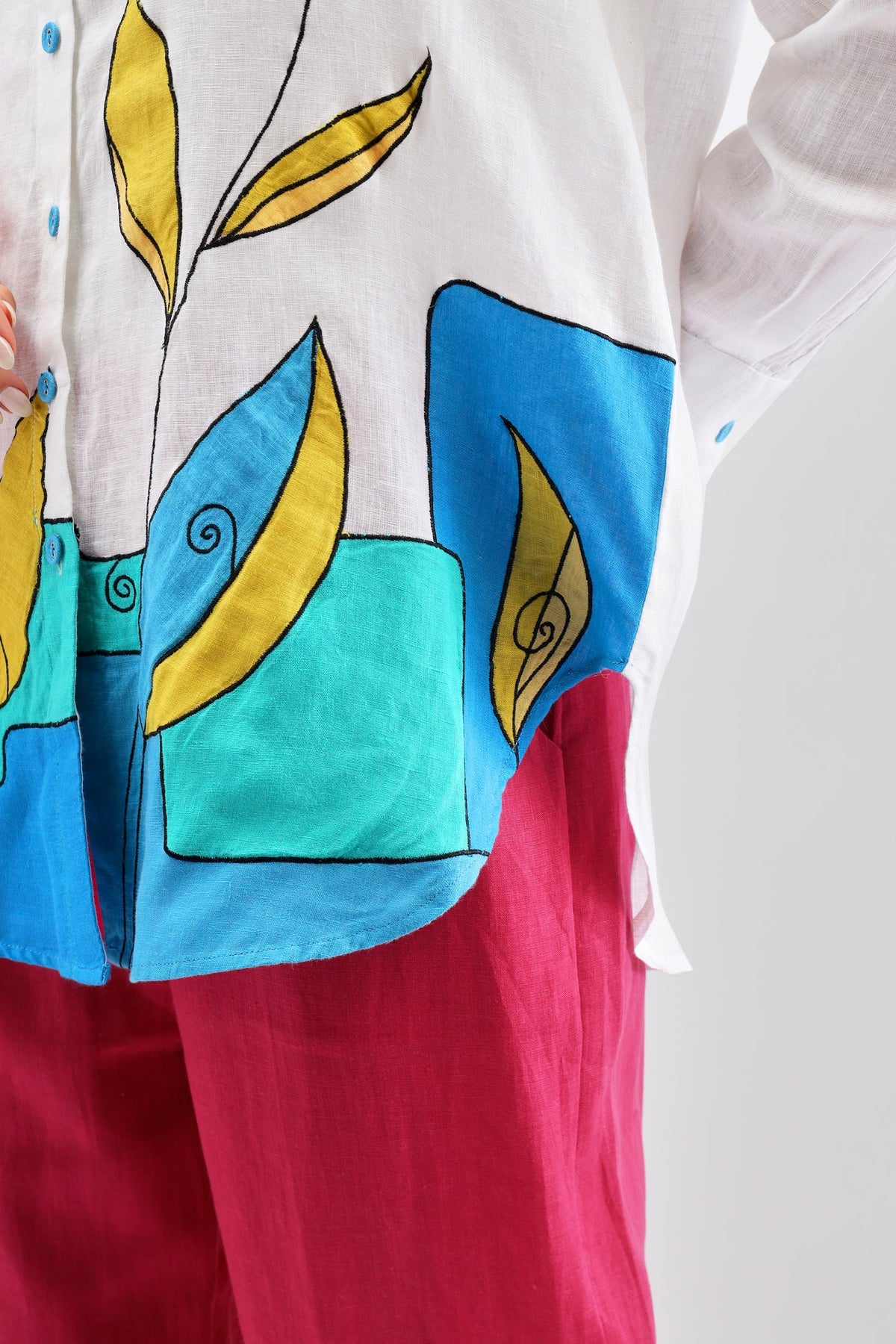 White & Turqoise Shirt