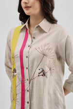 Beige Bird Embroidery Shirt