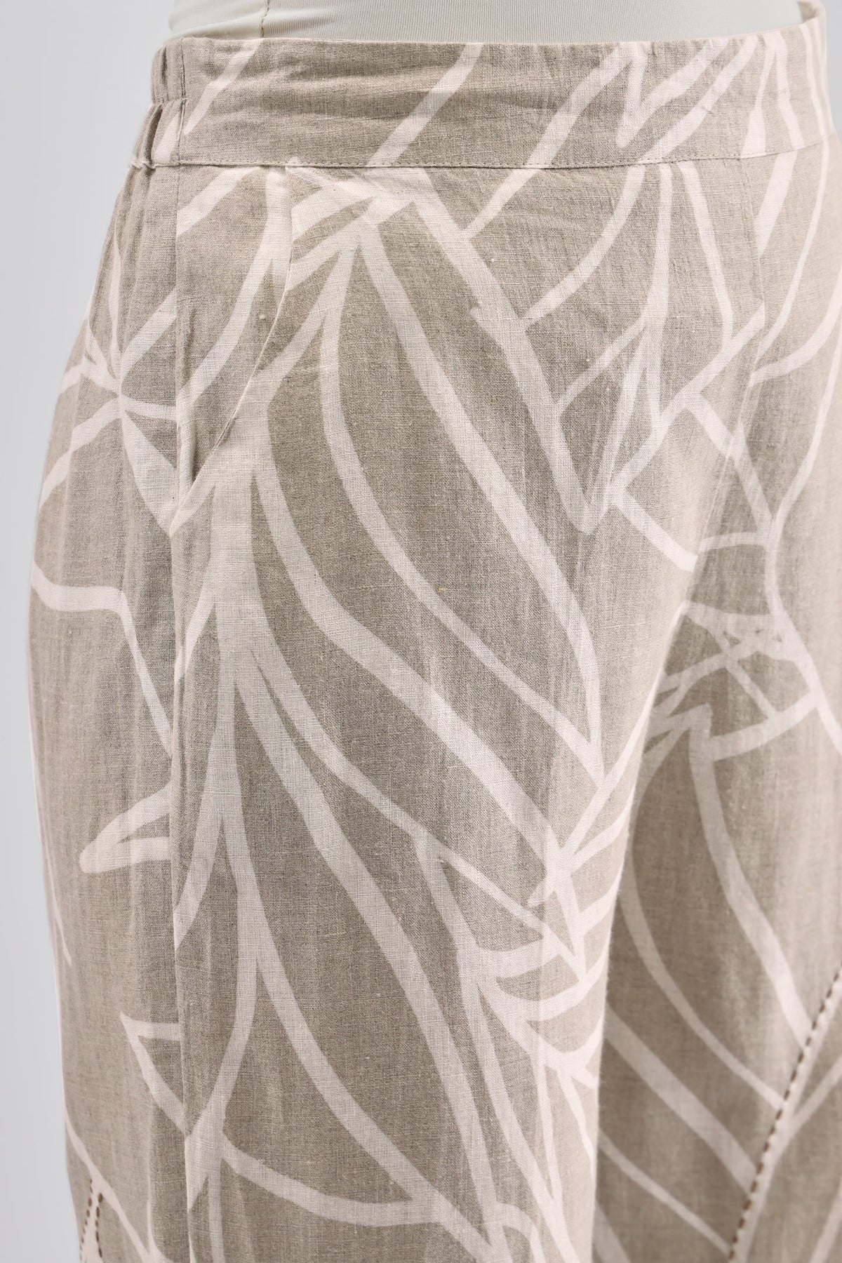 Beige Printed Kantha Work Blazer And Pants