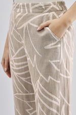 Beige Printed Kantha Work Blazer And Pants