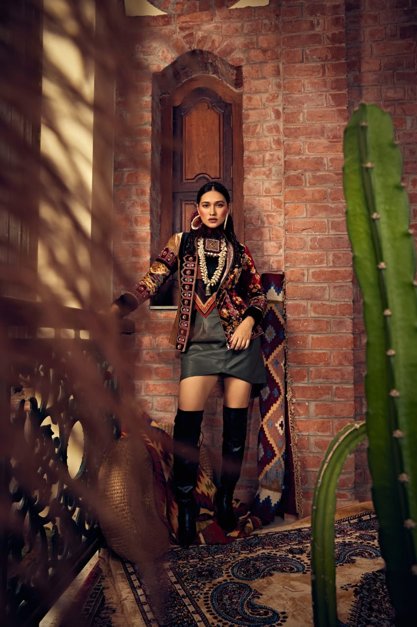 Mustard & Maroon short jacket