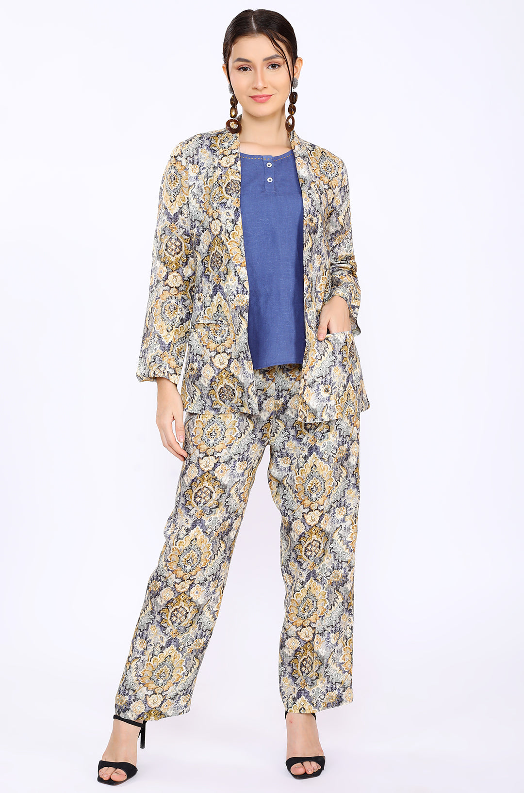 Morroco Print Blazer Set